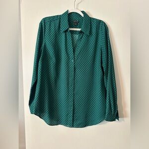 Ann Taylor Teal Geometric Blouse